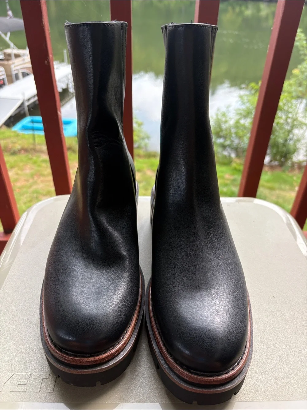 Kork-Ease Black Leather Lug-Sole Ankle Booties